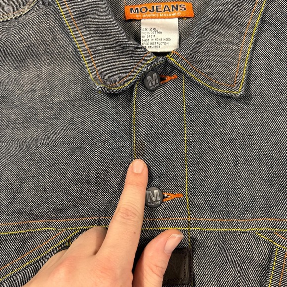 Y2k Vtg Mojeans Denim Jacket Mens 2XL Blue Military Streetwear Maurice Malone - Picture 4 of 12